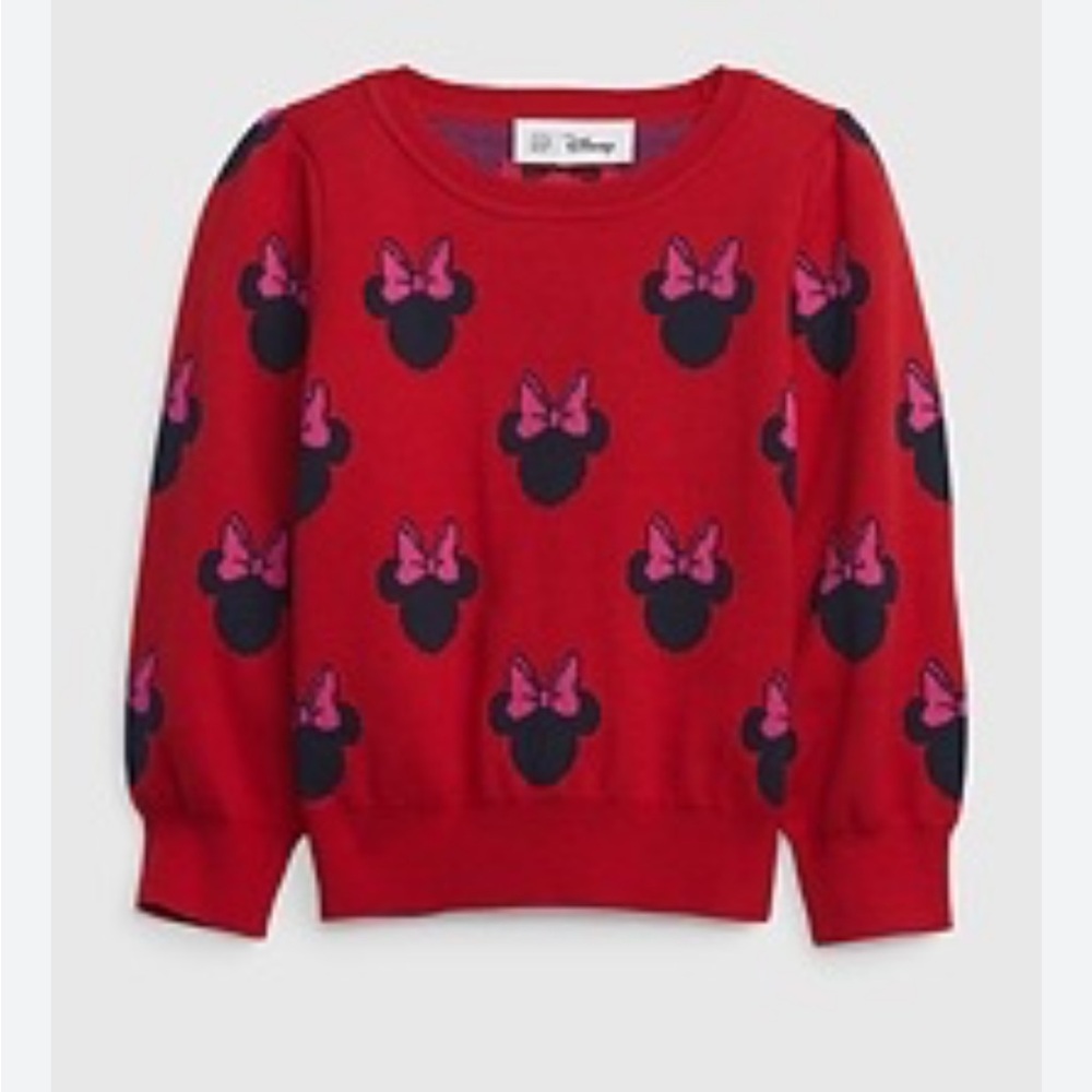 BABY GAP Toddler 2T NWOT Red Minnie Mouse Disney Long Sleeve Crewneck Sweater